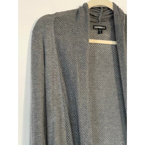Express Open Front Cardigan Gray Mesh Small - Picture 4 of 8